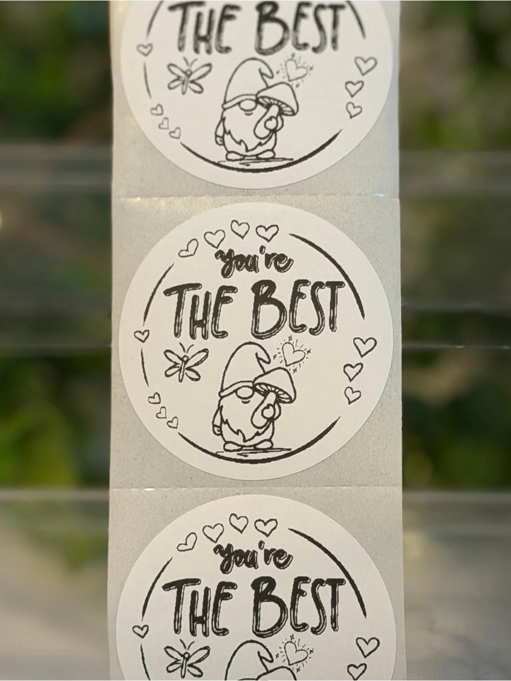 200 You’re the Best Gnome 2” Round Encouragement Stickers Labels Cute